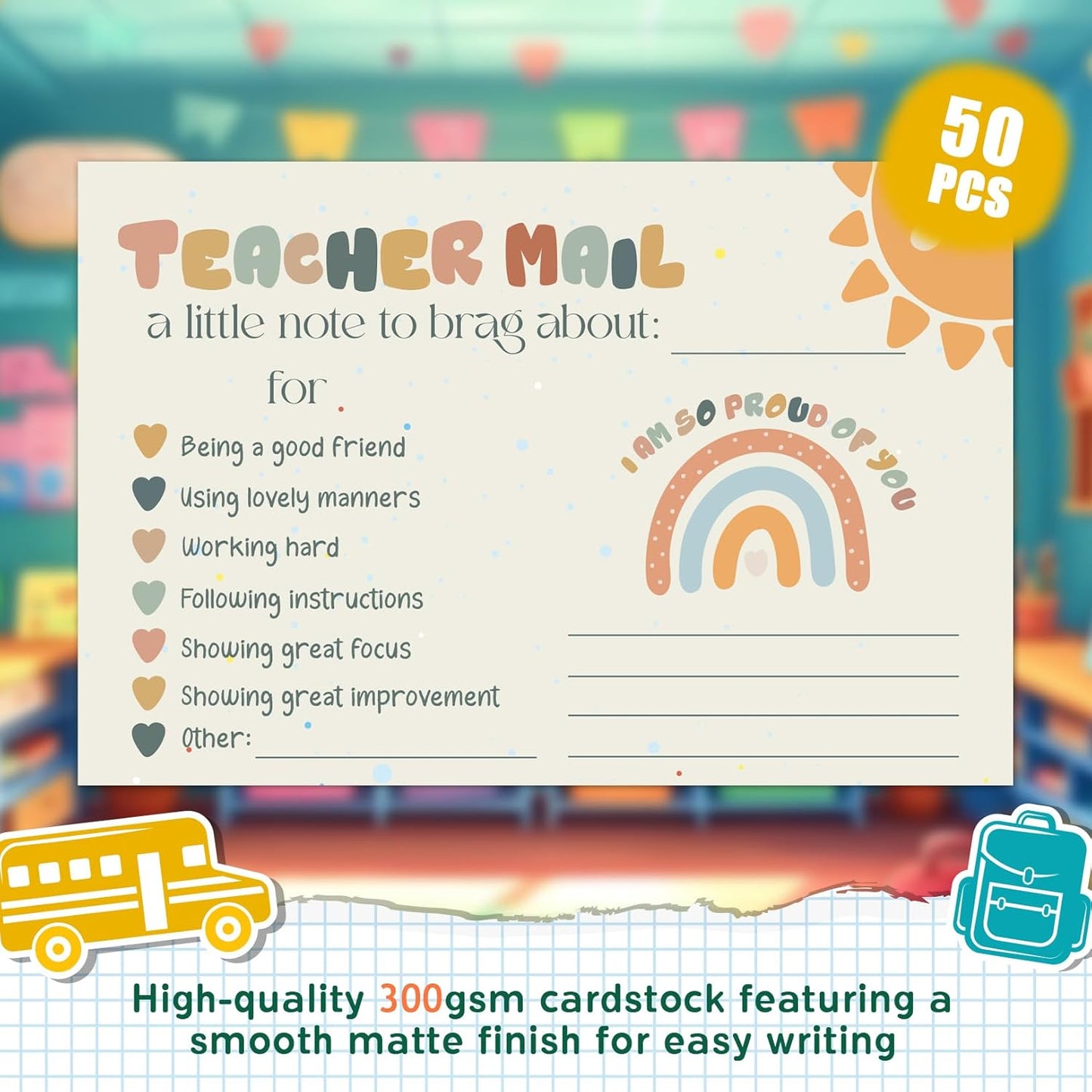LOVEDMORE Video Game Theme Positive Brag Card, Teacher Mail for Elementary Classroom Must Have Rewards to Students, Elementary Teacher Supplies
