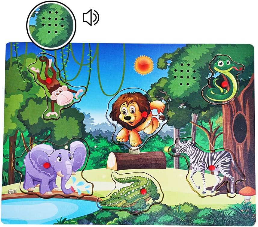 Wooden Transportation Sound Peg Puzzles for Toddlers, Wooden Pegged Puzzle with Sound Effect for Toddlers and Preschoolers, Educational Learning Toy Gift