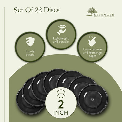 Levenger Circa Discs Binder Rings for Discbound Notebooks System, 22 Pack, Black, 2-Inch