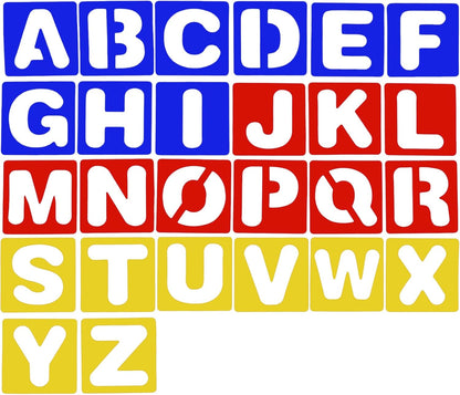 TecUnite 26 Pieces Alphabet Stencils Set Plastic Letter Stencils for Painting Learning, DIY Craft Decoration (6 x 6 Inches)