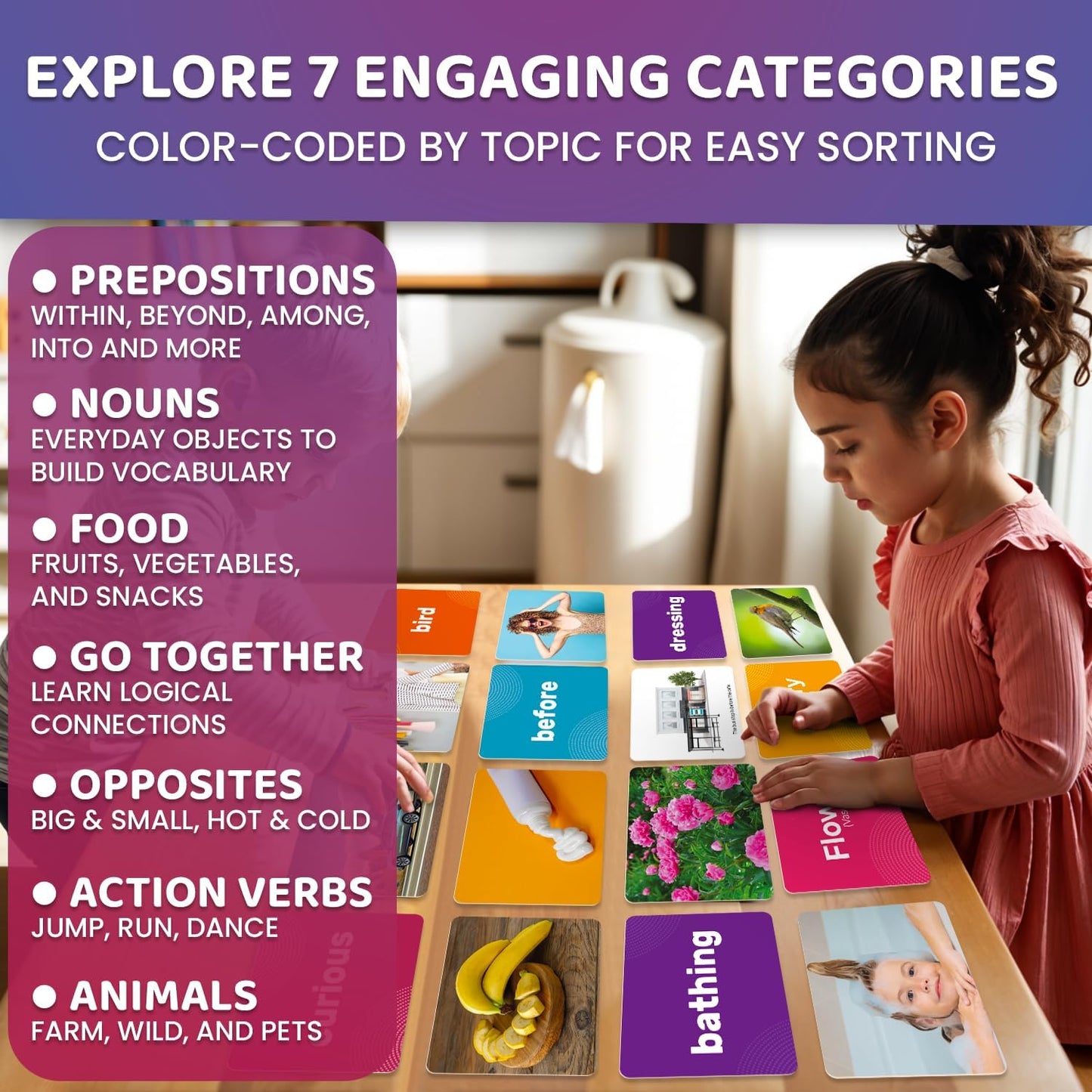 QUOKKA 104 Noun Flash Cards Set – Kids and Adults Vocabulary Builder for ABA Therapy, Early Childhood Education, and ESL Teaching – Picture Cards for Speech Therapy and Vocabulary Building Activities