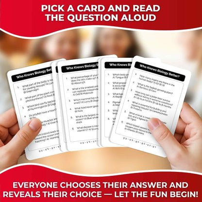 QUOKKA Board Games for Kids 8-12 and Family - Set of 4 Who Knows It Better? - 2000+ Questions Across Biology, Culture, STEM and Math - Educational Trivia Cards for Learning and Game Night