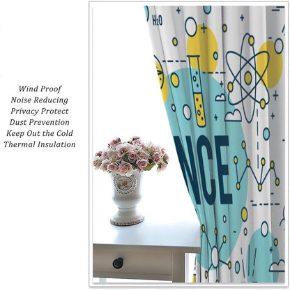 Science Physics Window Curtains, Abstract Math Chemistry Curtain Scientist Graffiti Print Window Treatments for Kids Teens Bedroom Living Room Kitchen Set 2 Panels,42x63 Inches