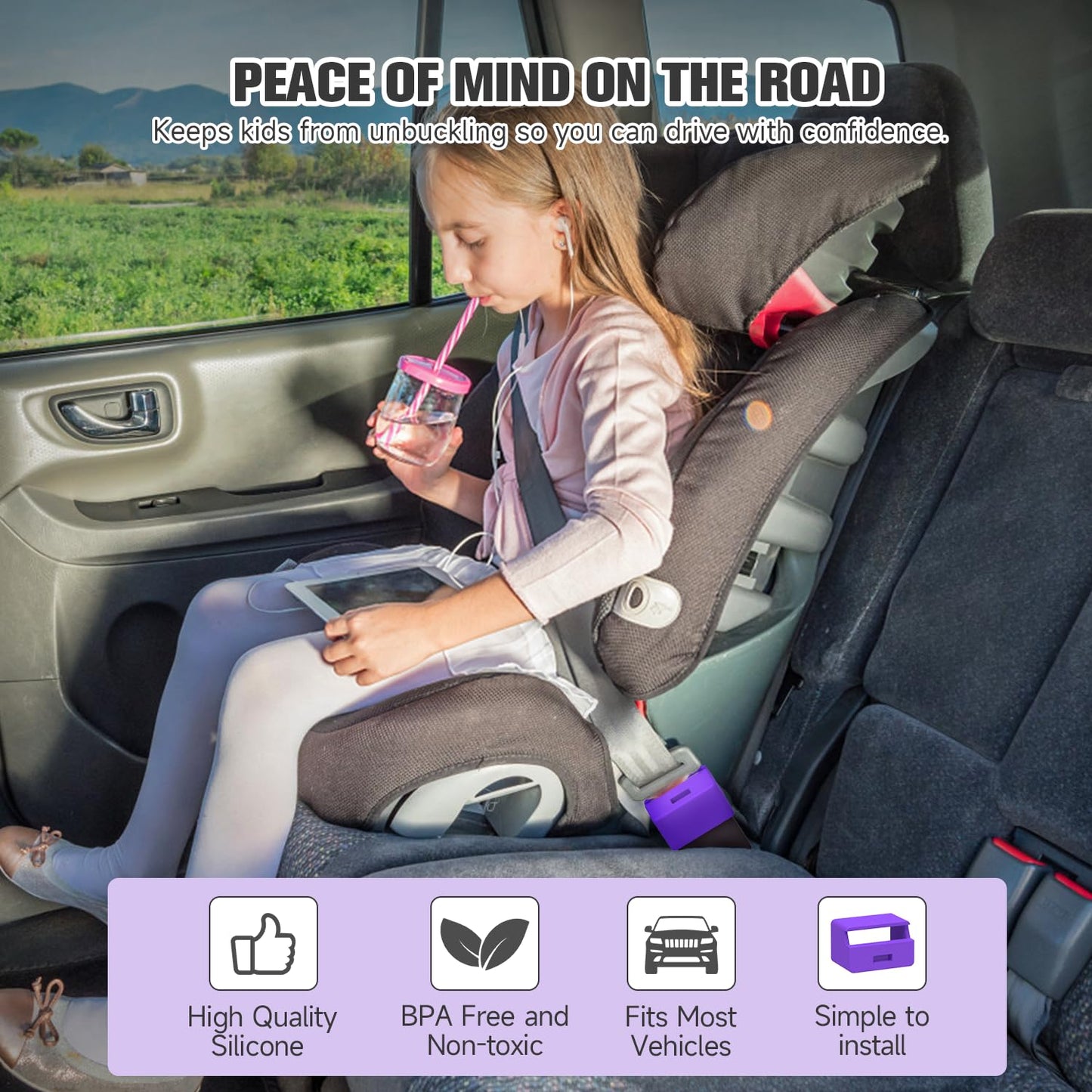 Morlike Silicone Seatbelt Secure Buckle Safety Cover Lock | Keep Children Safe in Car Seat and Prevent Kids from Accidentally Unbuckling | Buckle Guard Fits Almost Vehicles (red,2PACK)