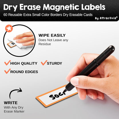 Attractivia Dry Erase Magnetic Labels 7.3 x 5.6 in, Dry Erase Magnets, 20-Pack, White Erasable Write-On All-Purpose Labels, for Office, Education, Home, Whiteboard
