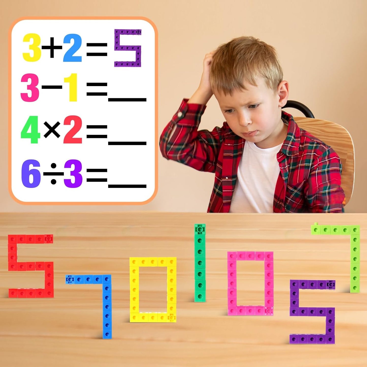 Jenaai 100 Pcs Linking Cubes Plastic Math Cubes Manipulative Counting Blocks STEM Snap Blocks Connecting and Counting for Early Math and Construction, Homeschool Preschool Supplies(Stylish)
