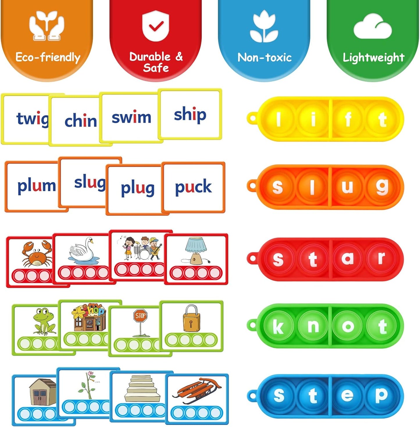Aizweb Sentence Building,CVCC & CCVC Word Game,Sight Word Phonics Games for Kindergarten 1st Grade Classroom Must Haves,Montessori Reading Learning Games,Speech Therapy Special Education Manipulative