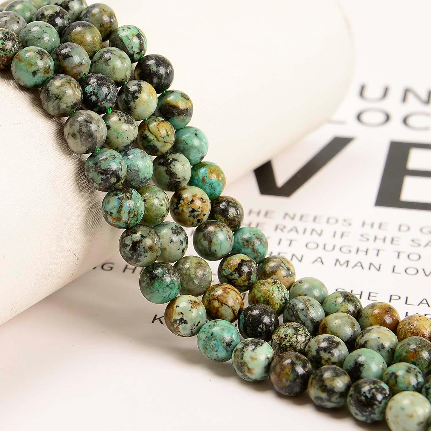 NCB 100pcs Original Natural Stone Beads Gemstone Round Loose Beads 6mm 8mm 10mm (Blue Aventurine, 6mm 100Beads) - Colors A