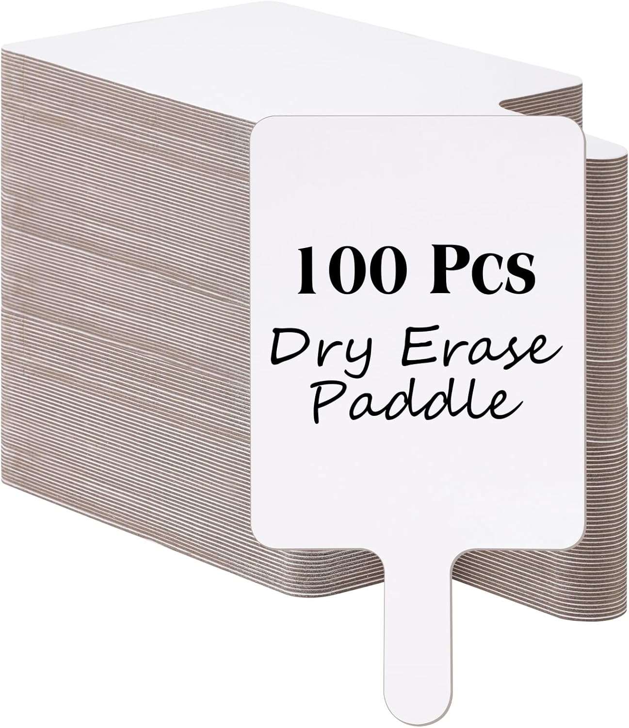Seajan 100 Pcs Auction Bidding Paddles Bulk Answer Numbers Voting Blank Fans Dry Erase Boards Doubled Sided Handheld for Back to School Supplies(White,Round)