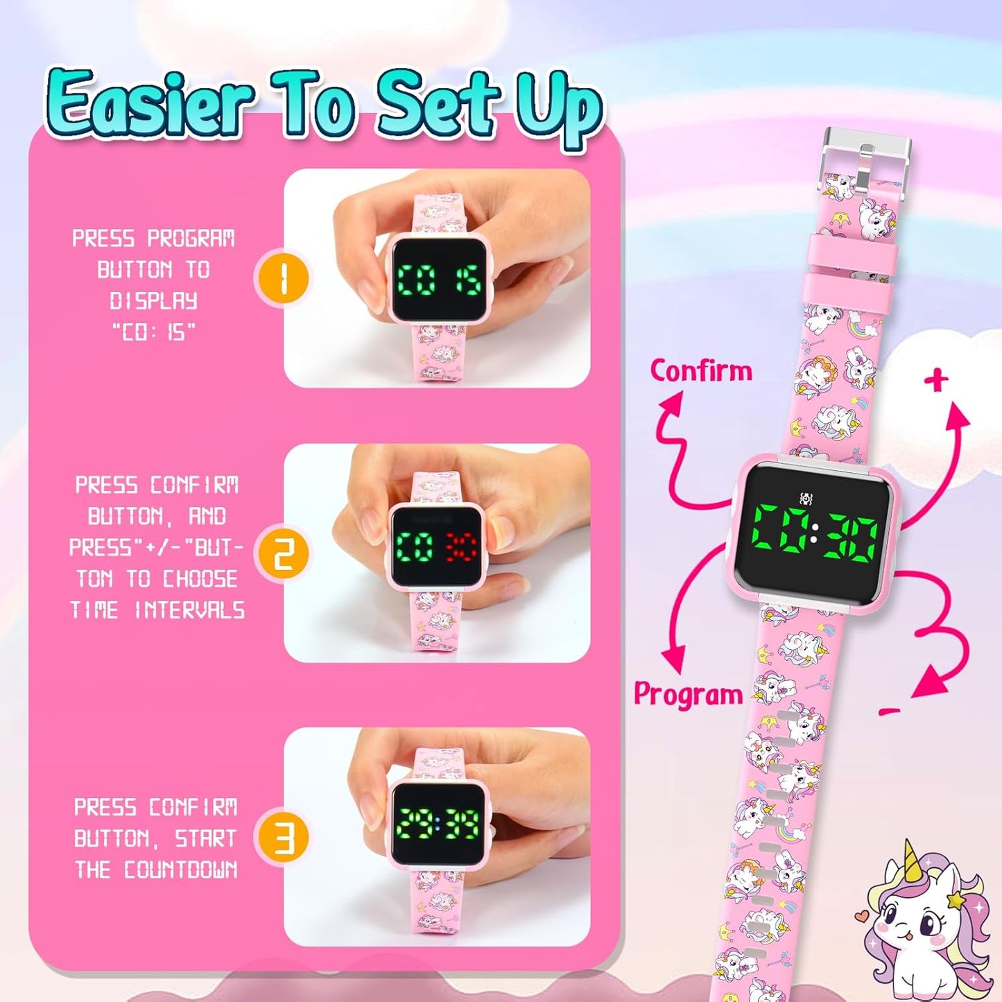 Potty Training Watch and Board Book for Kids: Water Resistant Potty Watches for Toddler Boys Rechargeable Toilet Reminder Dinosaur Toddler Watch 1-3 Birthday Gifts for 2 3 4 Year Old Boy (Blue)