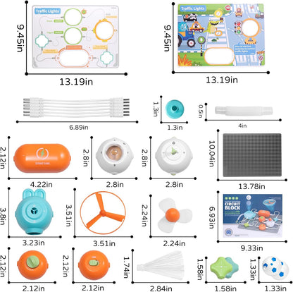Circuits Science Kit for Kids Ages 3-12 | 64 STEM Projects with 25 Electronic Parts | No Soldering, Kids Circuit Board Kit with Fan, RGB Lights| Educational STEM Toy Gift for Boys & Girls 6-8