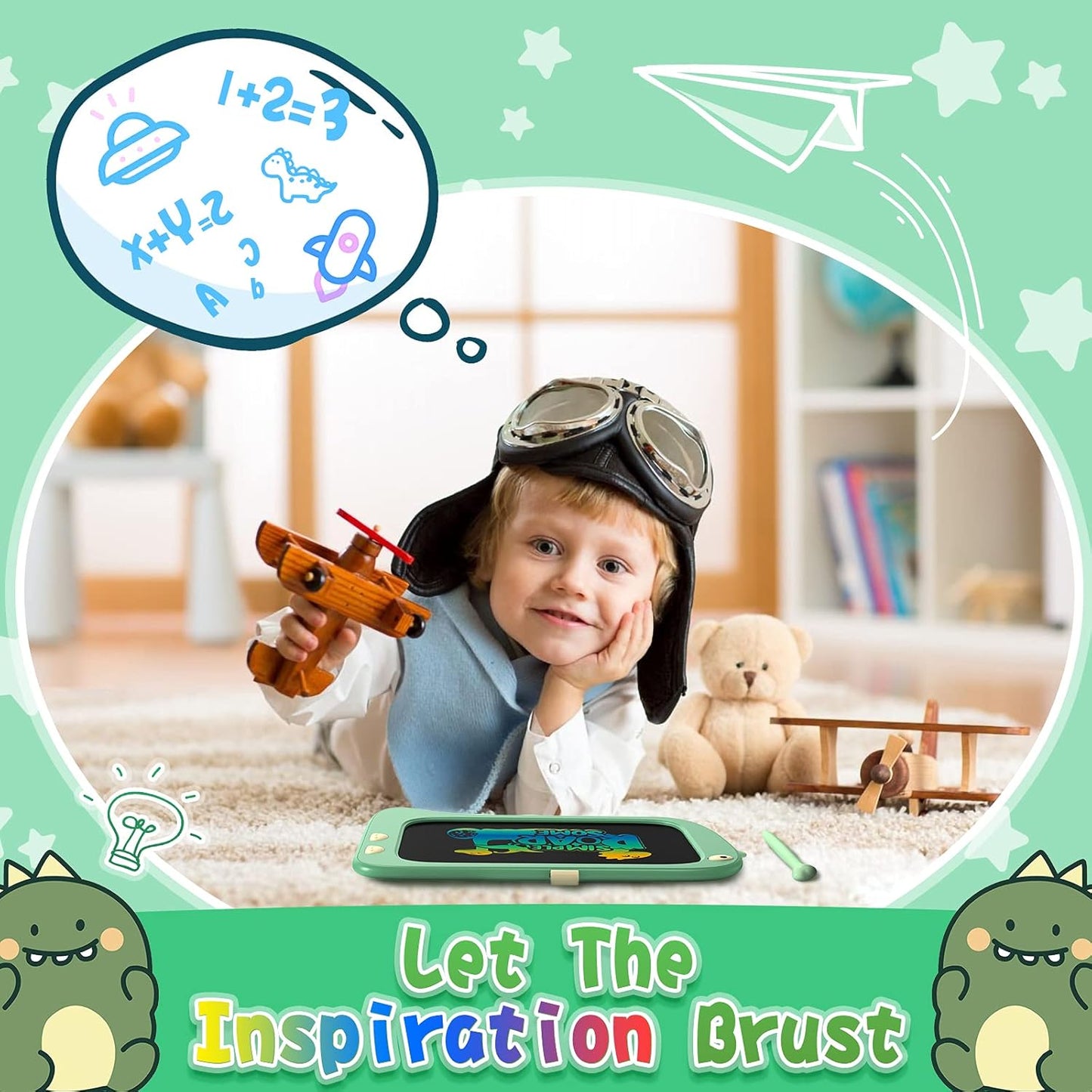 ORSEN 8.5 Inch Doodle Board Drawing Tablet - Dinosaur Toy Gift for Kids 3-7 Years Old