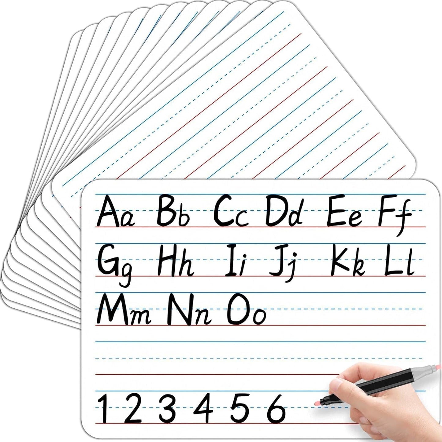 24Pcs Place Value Chart Dry Erase Flash Cards Double Sided Addition Subtraction Cardboard Math Whiteboard Math Manipulatives Teacher Portable Tool 12" x 9"