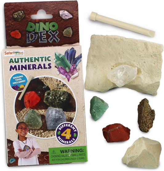 Safari Ltd. Dino Dexter Real Minerals Excavation Kit - Authentic Mineral Dig Toy for Boys, Girls, and Kids 6+