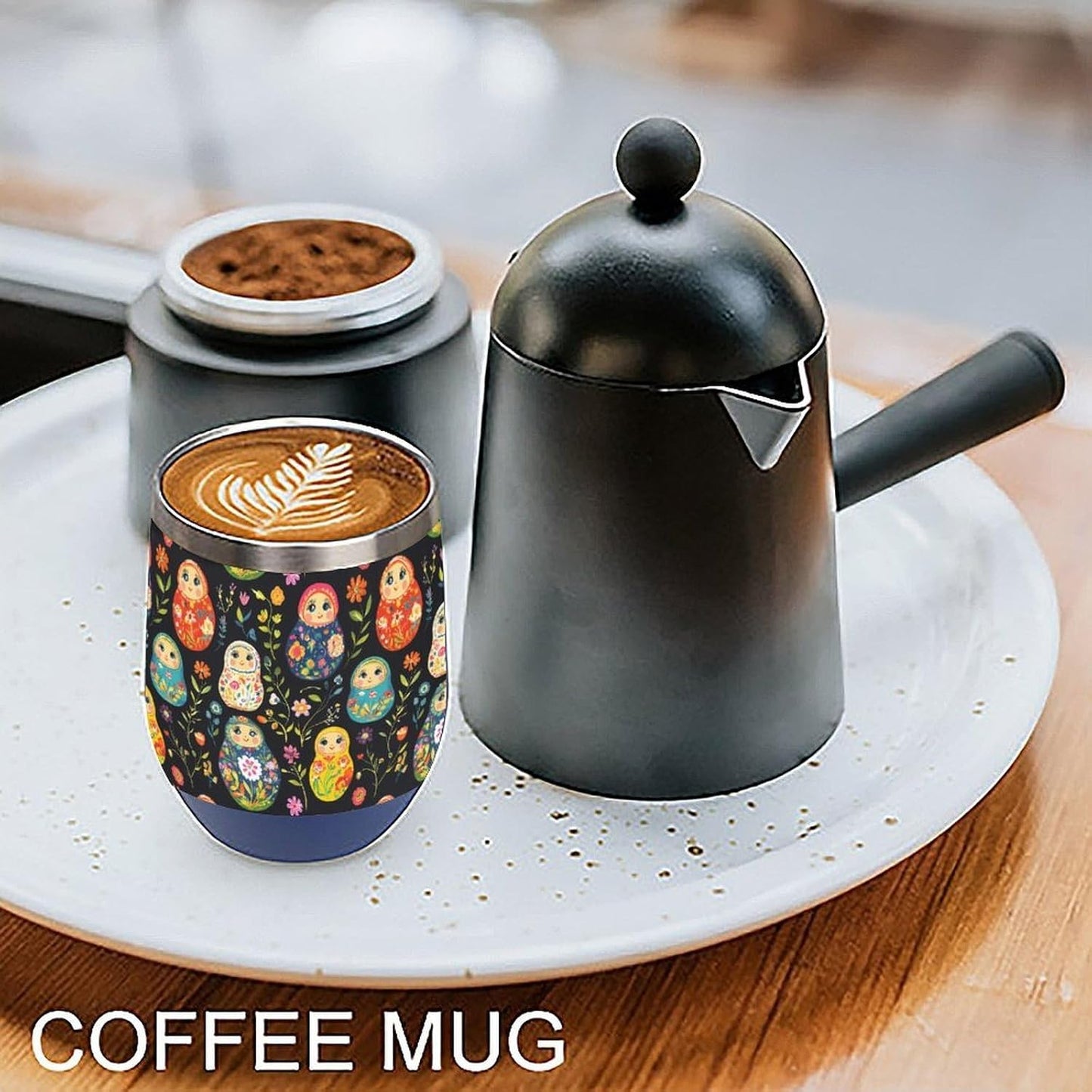 Russian Nesting Dolls Flowers Insulated Cups & Mugs 12 Oz Double-Wall Coffee Cup with Lids Drinks Tumbler for Women Men