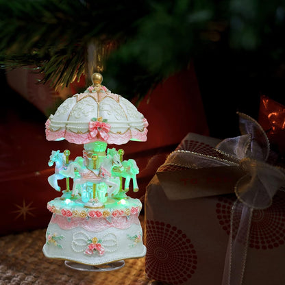 Unicorn Musical Snow Globe for Kids Girls Carousel Music Box with 7 Led Lights Swirling Glitter for Birthday Valentines