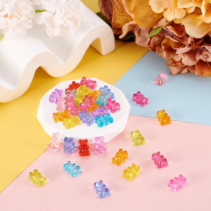 Kissitty 100Pcs Clear Acrylic Bear Beads Cute Bears Loose Beads Bulk Transparent Gummy Bear Spacer Bead Counting Bears for Bracelet Adults Necklace Earring Crafts Bag Key Chain DIY Jewelry Making