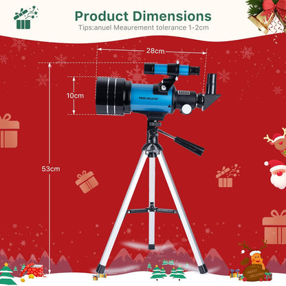 FREE SOLDIER Telescope for Kids 70mm Aperture Astronomical Refractor Telescopes for Beginners (15X-150X) 300mm Telescope for Adults High Powered with A Phone Adapter & A Wireless Remote (White)