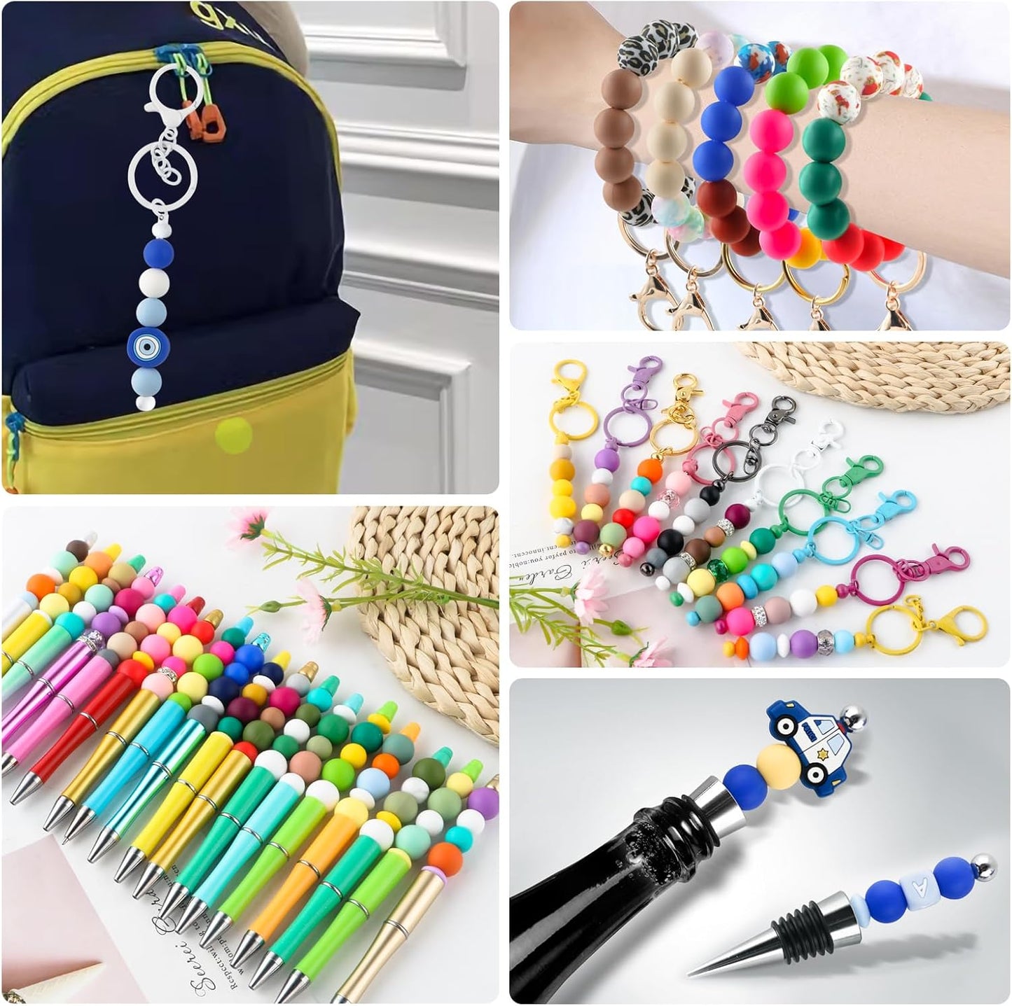 65Pcs 19mm Silicone Beads for Keychain Making Bracelet Necklace, Bulk Round Silicone Beads for Pens（Christmas Green） - Colors A