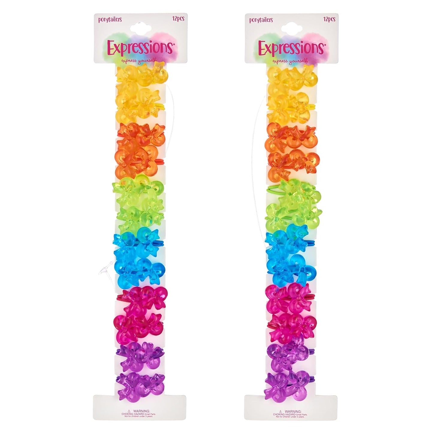 20pc Ponytailers Balls Elastics 18mm Round Opaque Multicolored Twin Beads Bauble Holders Toddler Kids Braiding Styling