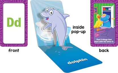 School Zone Animal Alphabet Pop-Up Learning Cards: 26 Interactive Flash Cards, Preschool, Kindergarten, Teach Abc's, Uppercase and Lowercase Letters, Spelling, Beginning Sounds, Ages 3-6