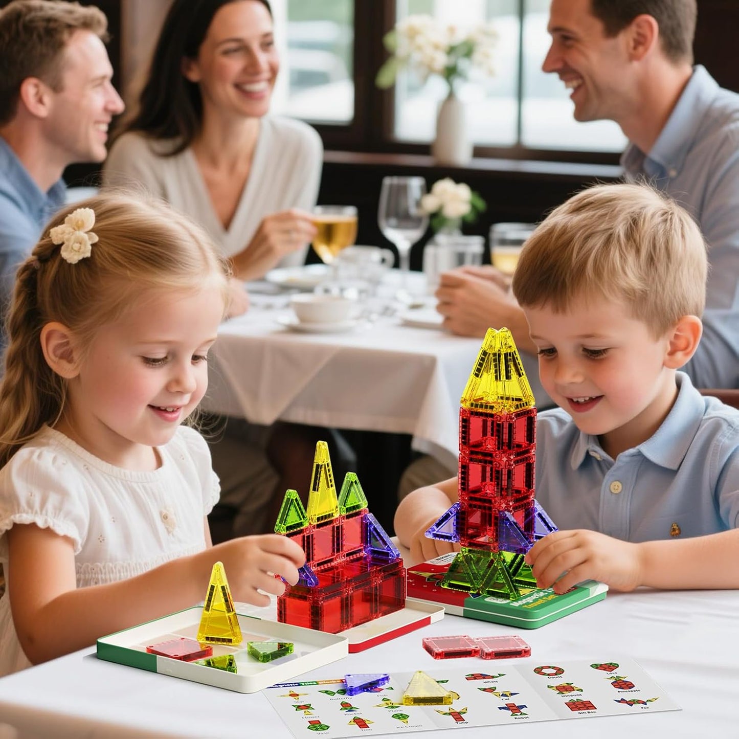 42PCS Mini Magnetic Tiles Travel Set with Iron Storage Box - Portable STEM Building Blocks for Kids 3-8, Montessori Educational Magnet Toys for Airplane, Car Rides & On-The-Go Play