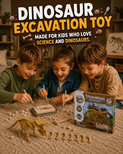 Science4you Triceratops Dinosaur Fossil Digging Kit - Excavate and Assemble 10 Dino Bones, Dinosaur Archeology and Paleontologist Toys, Games, Gifts for Boys and Girls Age 6 7 8 9 10+