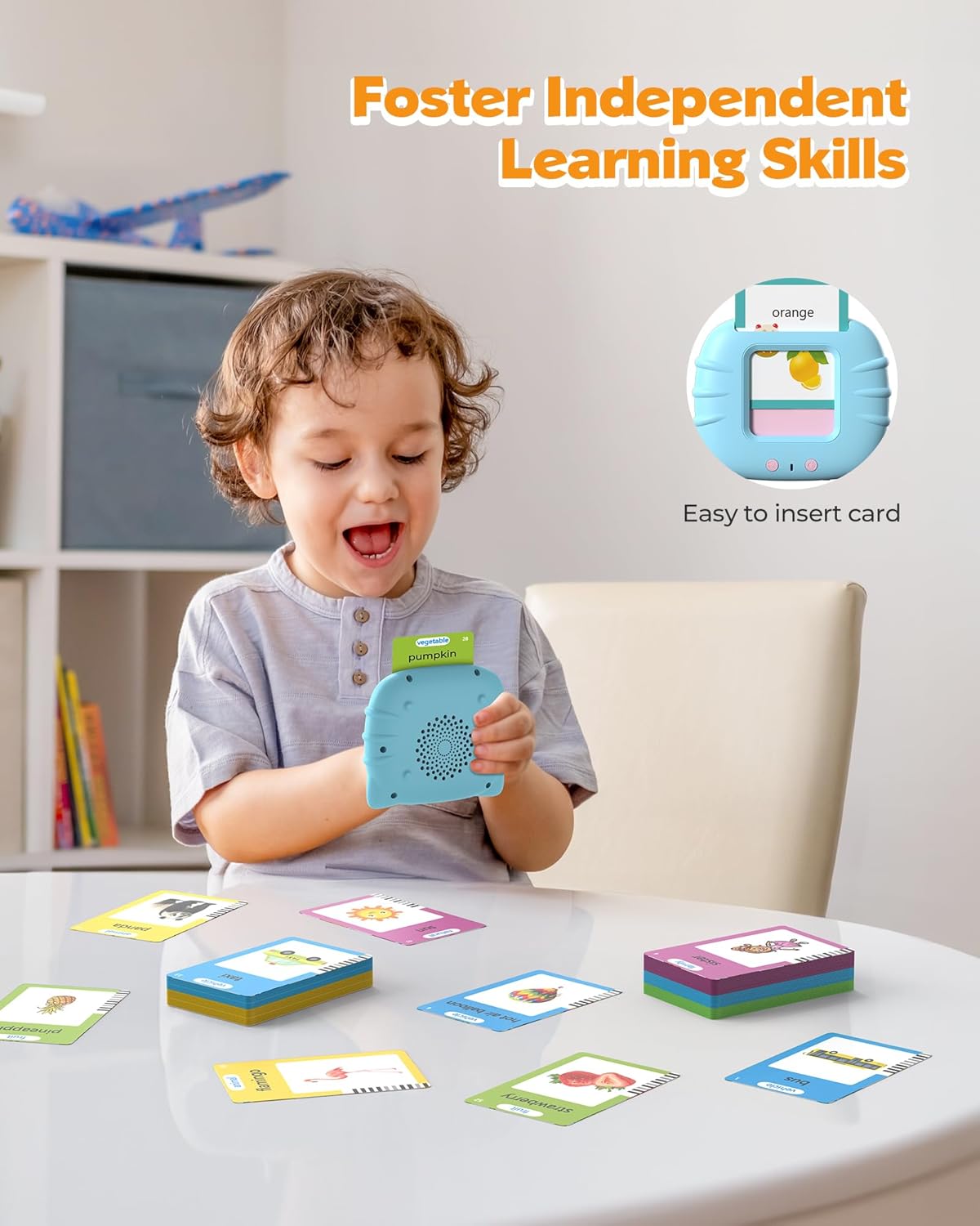 Airbition Talking Flash Cards for Toddlers 1 2 3 4 Year Olds, Montessori Language Learning Toys with 224 Words, Pocket Speech Therapy Toys, and Speech Development Educational Playthings for Children