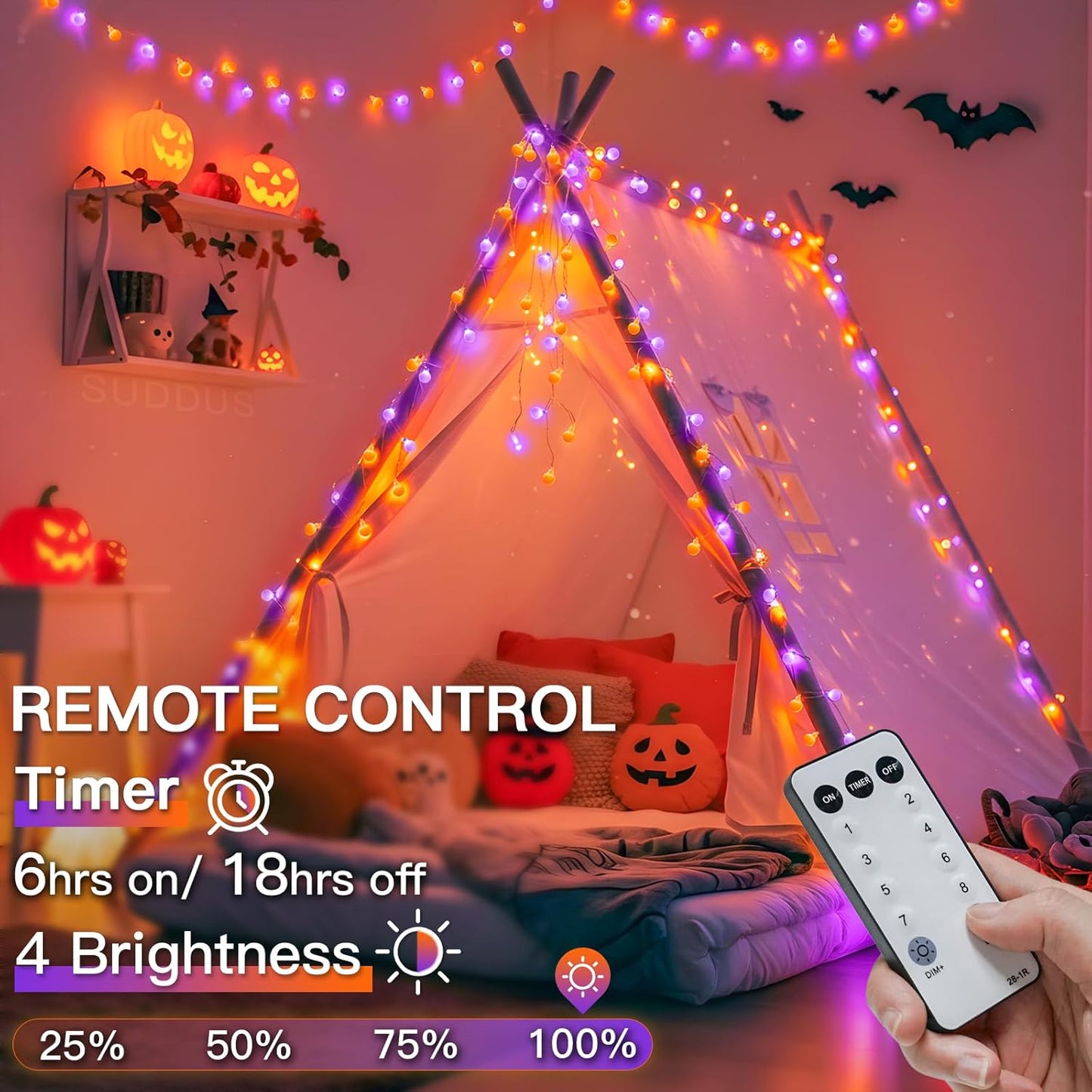 suddus String Lights for Bedroom, 66ft 200 Led Connectable Globe String Lights Indoor, Hanging Fairy Lights Plug in with Remote for Kids Room Dorm Classroom Outdoor Christmas Tree Decor, Warm White