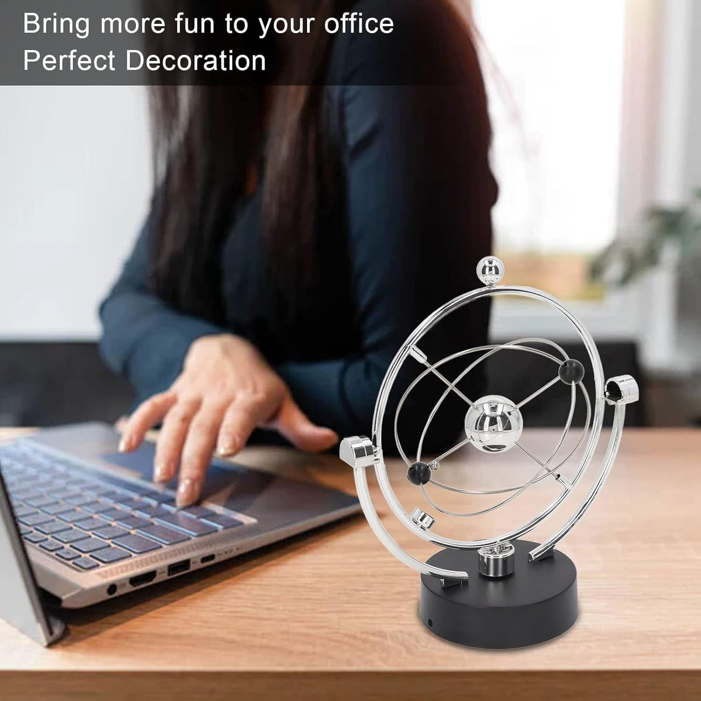 Perpetual Motion Swing Ball, Electronic Solar System Magnetic Swing Energy Orbit Desktop Ornament with USB Charging Mode, Educational Science Office Decor
