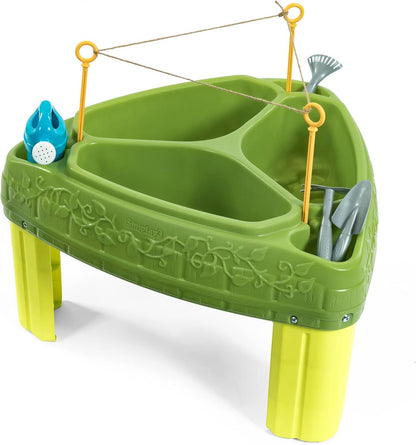Simplay3 Seed to Sprout Raised Garden Planter, Kids Outdoor Kit with Garden Tools for Growing Flowers or Vegetables, Green, Made in USA