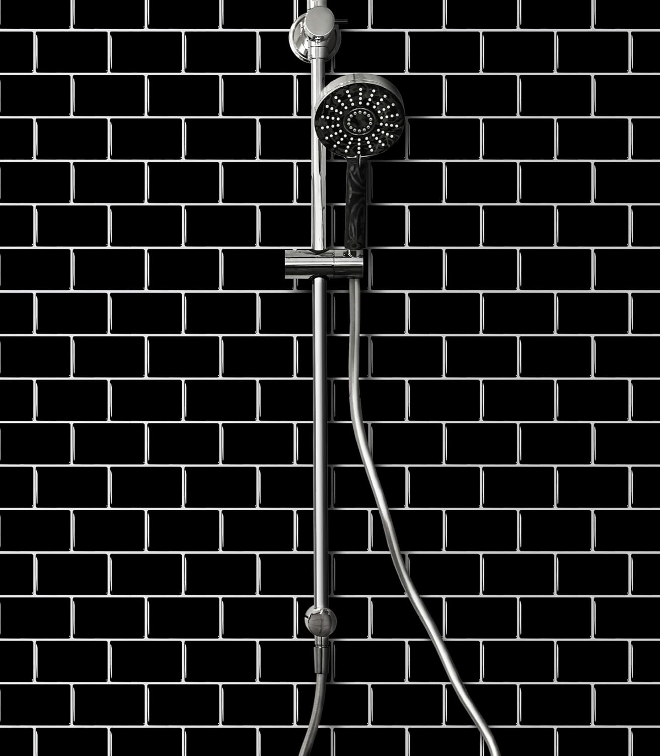 VViViD 11 Sheets Peel and Stick Grey Gloss Faux Ceramic Brick Wall Tiles, Self Adhesive Backsplash 12”x12”, 2mm Thick Kitchen, Bathroom (11 sq. ft.)