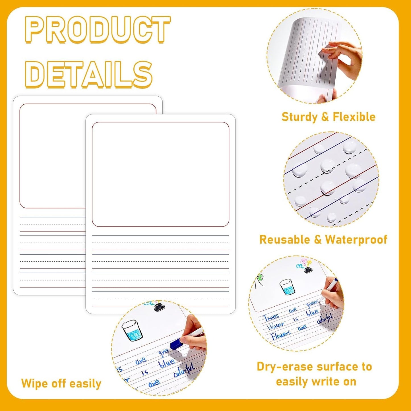 24Pcs Place Value Chart Dry Erase Flash Cards Double Sided Addition Subtraction Cardboard Math Whiteboard Math Manipulatives Teacher Portable Tool 12" x 9"