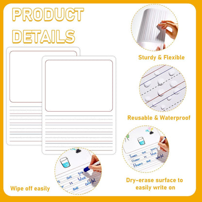 24Pcs Place Value Chart Dry Erase Flash Cards Double Sided Addition Subtraction Cardboard Math Whiteboard Math Manipulatives Teacher Portable Tool 12" x 9"