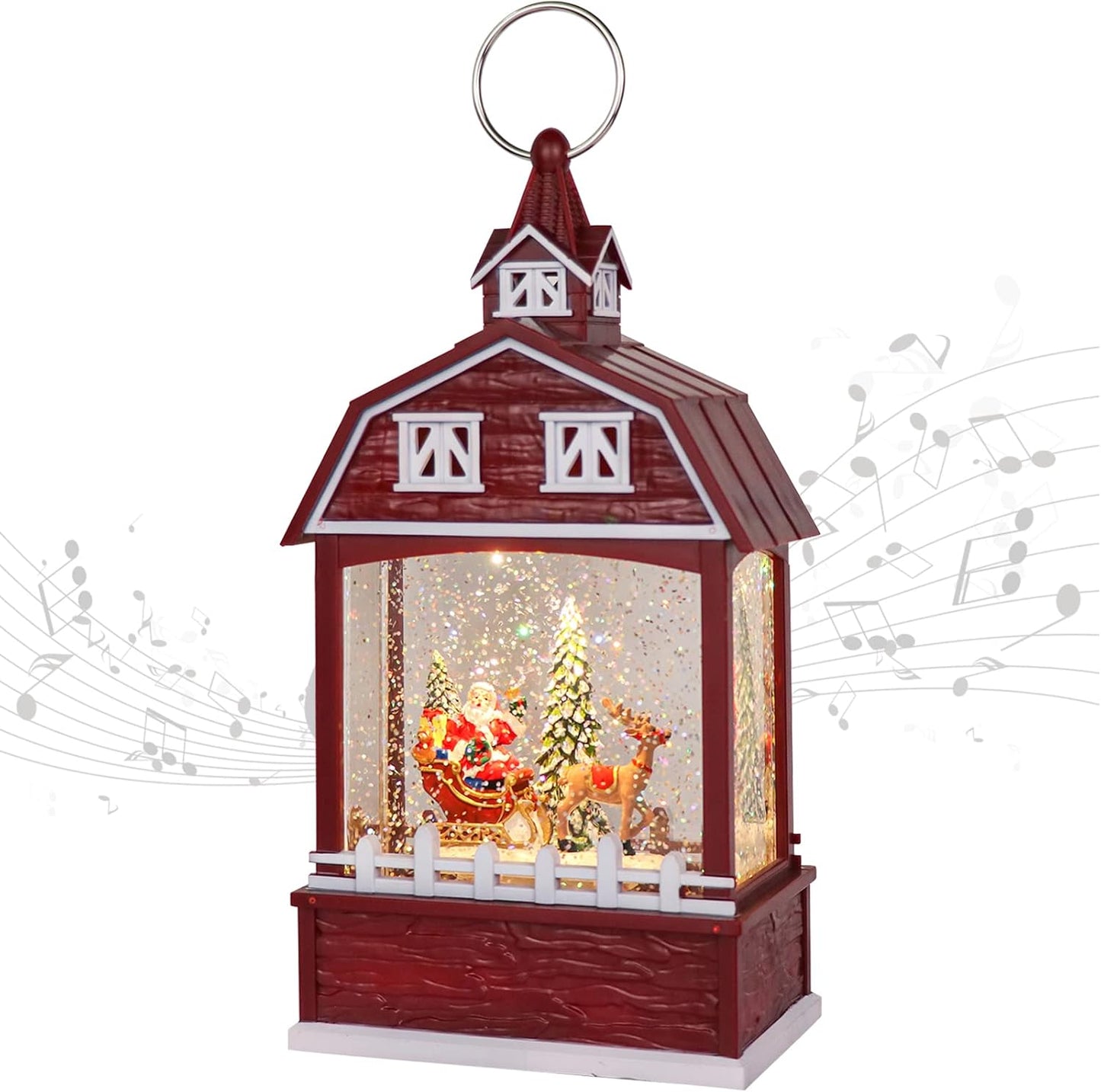 Eldnacele Musical Snow Globe Lantern with Timer, Lighted USB/Battery Operated Swirling Singing Water Glittering Lantern, Snow Globes for Adults and Kids Christmas Decoration- Santa