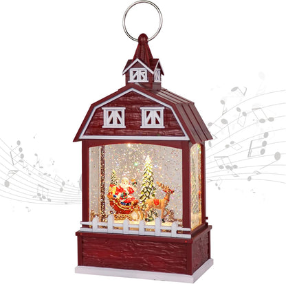 Eldnacele Musical Snow Globe Lantern with Timer, Lighted USB/Battery Operated Swirling Singing Water Glittering Lantern, Snow Globes for Adults and Kids Christmas Decoration- Santa