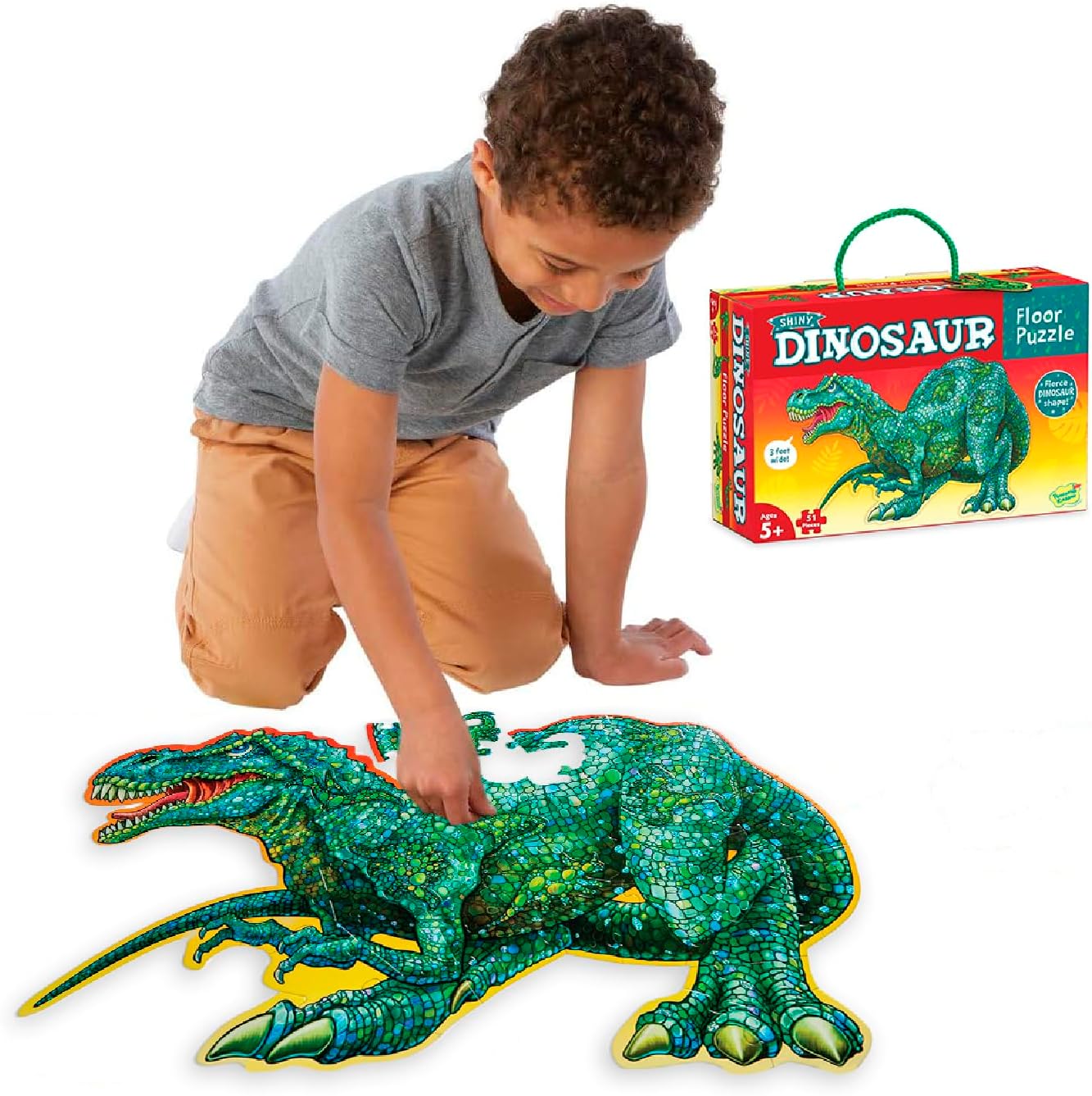 Peaceable Kingdom Giant Floor Puzzles with Uniquely Fun Shaped Pieces for Kids Ages 3+ Gifts for Boys and Girls - Racecar