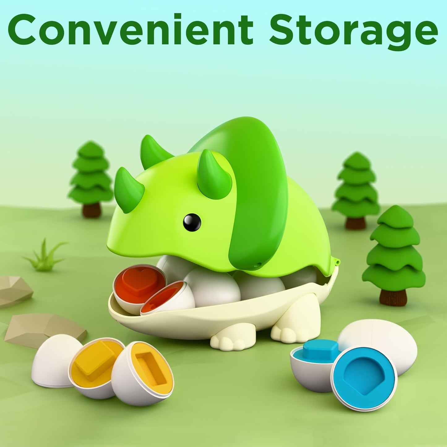 iPlay, iLearn Toddler Dinosaur Matching Egg Toy, Shape Sorter Match Game, Fine Motor Sensory Development Montessori Learning Toy, Birthday Stocking Gift 18 24 Month Infant 2 3 4 Year Old Kids Boy Girl