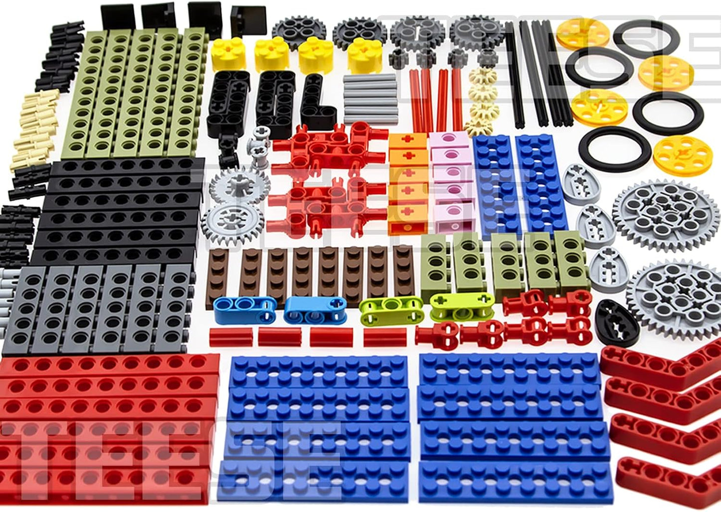TEESE 184pcs Technic-Beam-Gears-Axles-Pins-Wheels-Tires, Compatible with Technic-Parts, for STEM-MOC-EV3-Project-Track-Car-Bulk- Blocks (Random Color)