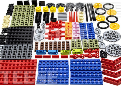 TEESE 184pcs Technic-Beam-Gears-Axles-Pins-Wheels-Tires, Compatible with Technic-Parts, for STEM-MOC-EV3-Project-Track-Car-Bulk- Blocks (Random Color)