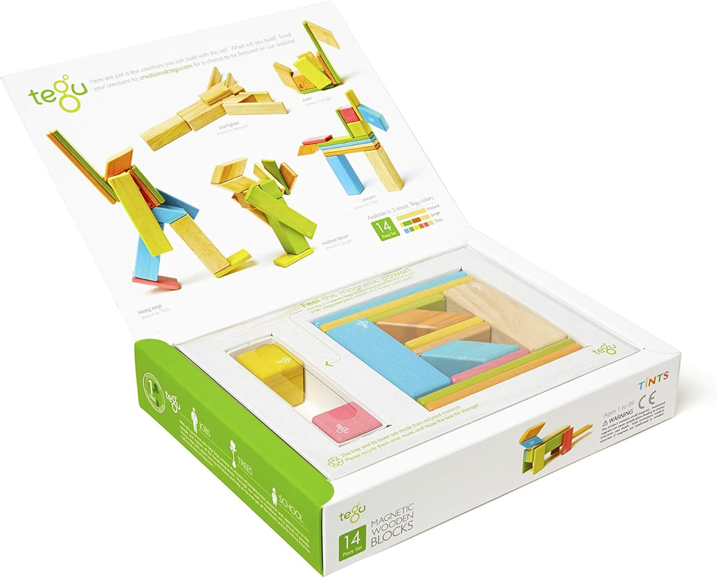 14 Piece Tegu Magnetic Wooden Block Set, Blues