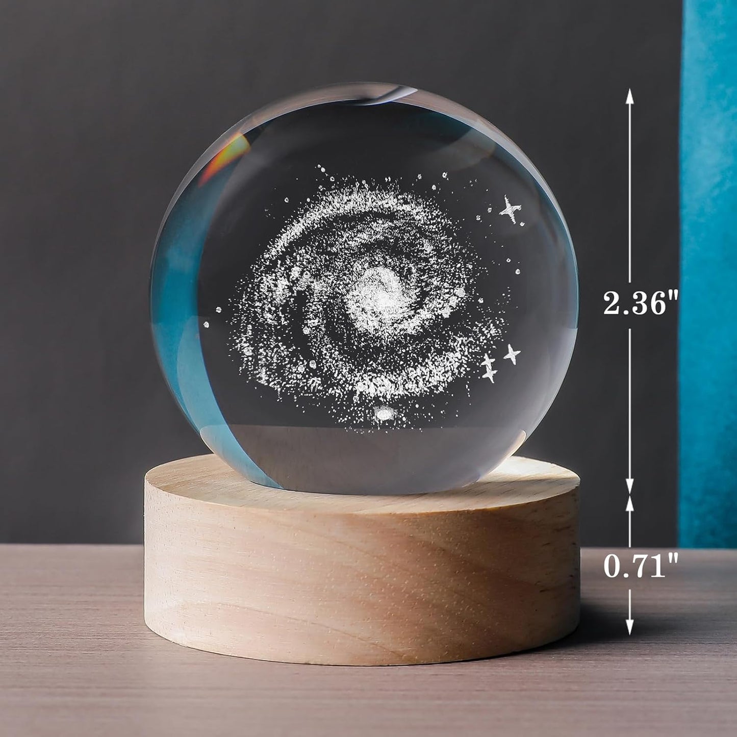 3D Solar System 60mm Crystal Ball Astronomy Universe Gifts 3D Solar System Planets Model Science Space Themed Physics Gifts Night Light lamp for Kids Men Him Science Teacher