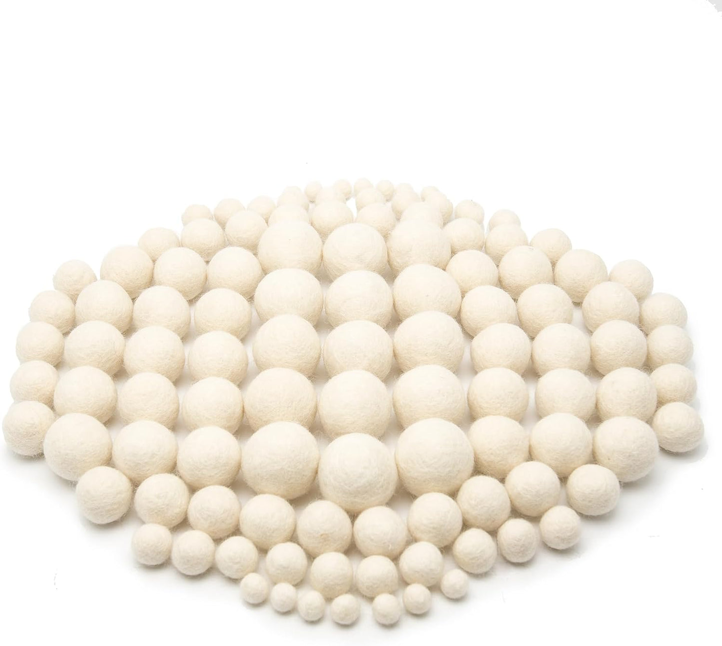 Glaciart One Wool Felt Balls, Felt Ball (240 Pieces) 2.5 Centimeters - 1 Inch, Handmade Felted Pure White Color - Bulk Small Puff for Felting and Garland