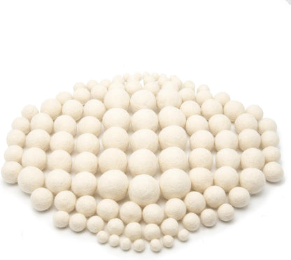 Glaciart One Wool Felt Balls, Felt Ball (240 Pieces) 2.5 Centimeters - 1 Inch, Handmade Felted Pure White Color - Bulk Small Puff for Felting and Garland