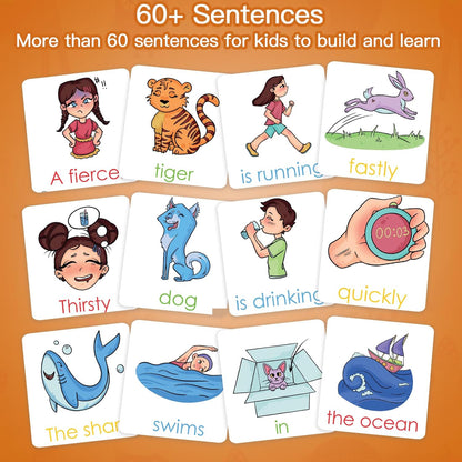 Phonics Games Sentence Building Flash Cards for Kids, CVC Word Games Sight Words for Kindergarten, Preschool Learning Special Education Speech Therapy Tools