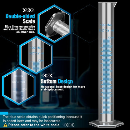 moveland Plastic Graduated Cylinders and Beakers with 5 Pipettes, 10ml 25ml 50ml 100ml Cylinders, 50ml 100ml 250ml 500ml 1000ml Beakers, Ideal for DIY and Kids Science Lab