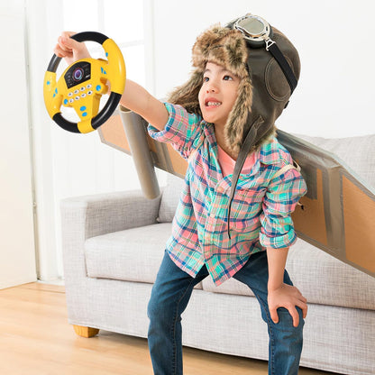 TOYANDON Kids Steering Wheel - Toddler Steering Wheel Toy, Simulated Driving Racing Car Game Controller, Pretend Driving Toy with Light and Music Electric Sounding Effects for Boys Girls (No Battery)