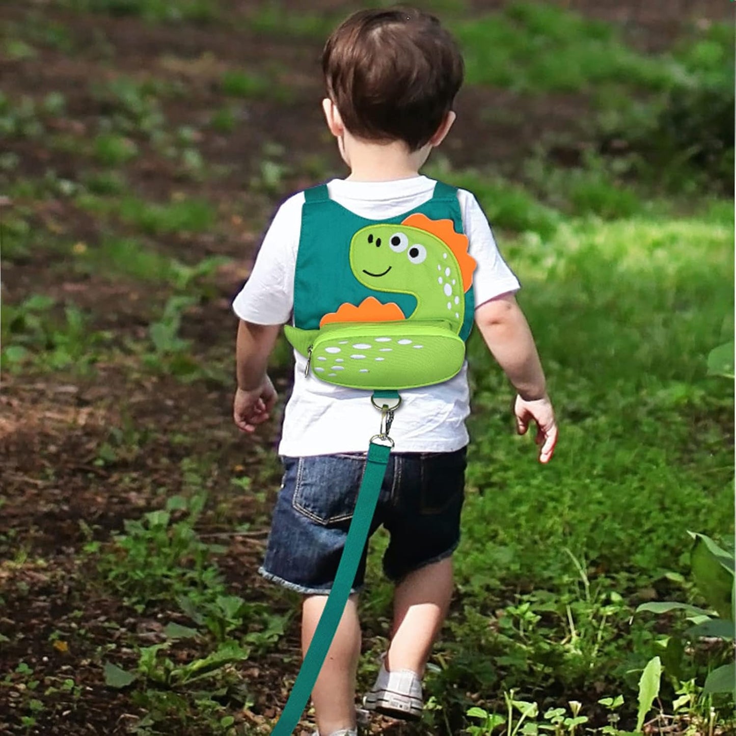 3 in 1 Toddler Harness Leash + Baby Anti Lost Wrist Link, Accmor Cute Dinosaur Child Safety Harness Tether, Kids Walking Wristband Assistant Strap Belt for Parent Boys Outdoor Activity (Black)
