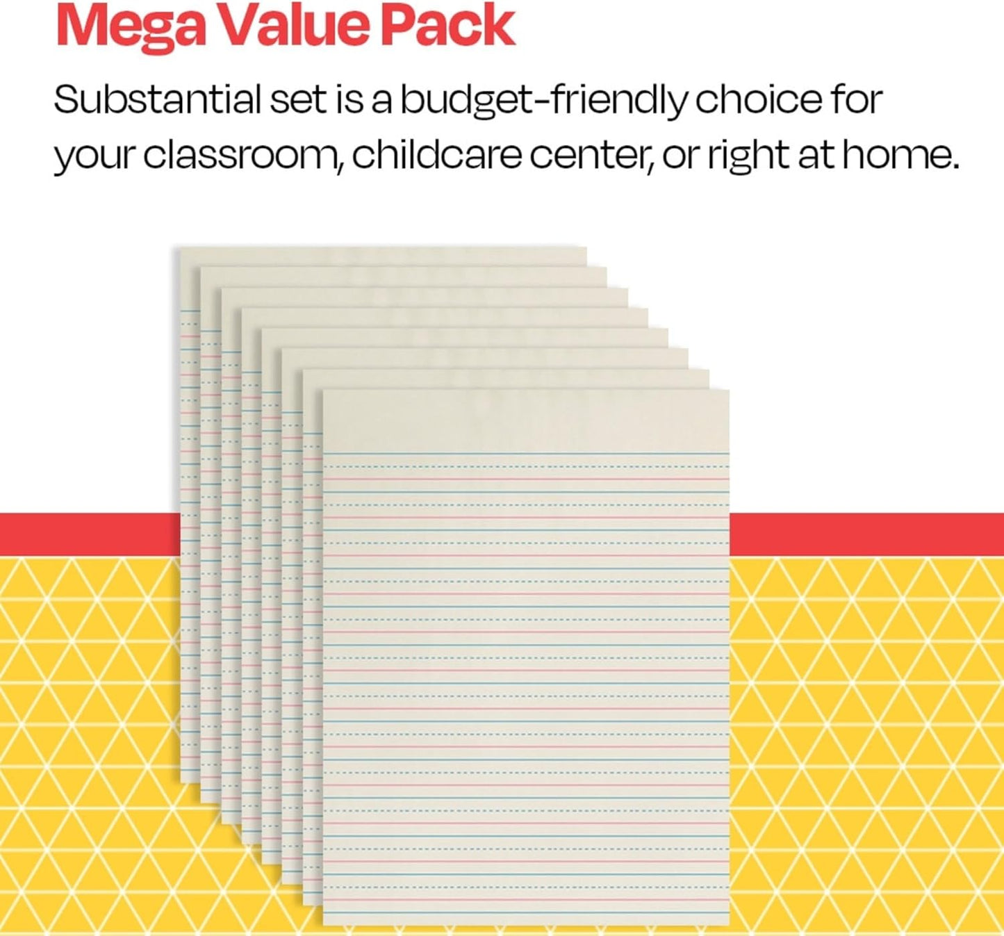School Smart Zaner-Bloser Writing Paper, Handwriting Practice Lined Paper, Grade 2 to 3 Learning, 1/2 Inch Rule, 10-1/2 x 8 Inches, 500 Sheets