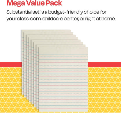 School Smart Zaner-Bloser Writing Paper, Handwriting Practice Lined Paper, Grade 2 to 3 Learning, 1/2 Inch Rule, 10-1/2 x 8 Inches, 500 Sheets